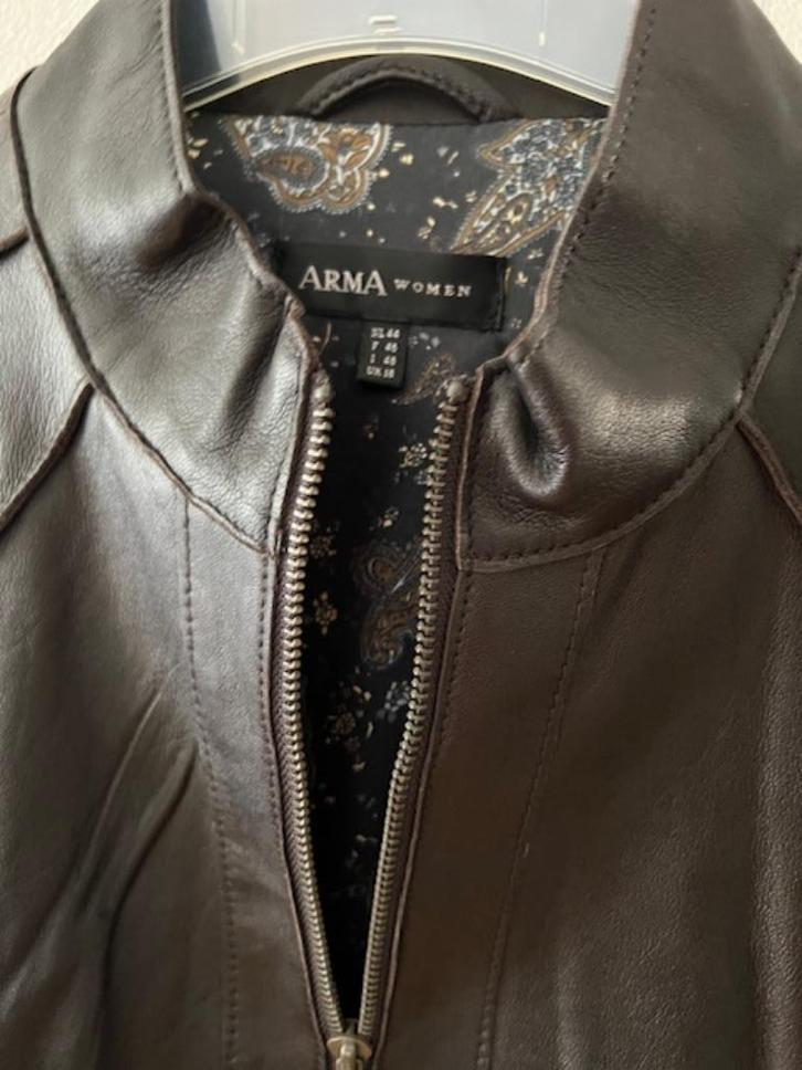 ARMA LEDER Leren jasje donkerbruin maat 44, Kleding | Dames, Jasjes, Kostuums en Pakken, Zo goed als nieuw, Jasje, Maat 42/44 (L)