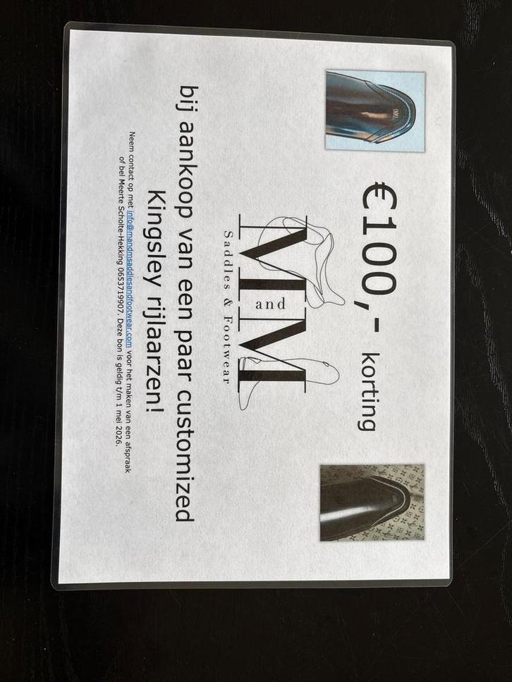 Cadeaubon Kingsley Rijlaarzen - €100 Korting!, Dieren en Toebehoren, Paardrijkleding, Nieuw, Overige typen, Ophalen of Verzenden