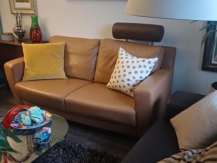 3 zits leren bank, Huis en Inrichting, Banken | Sofa's en Chaises Longues, Gebruikt, Driepersoons, 150 tot 200 cm, 75 tot 100 cm