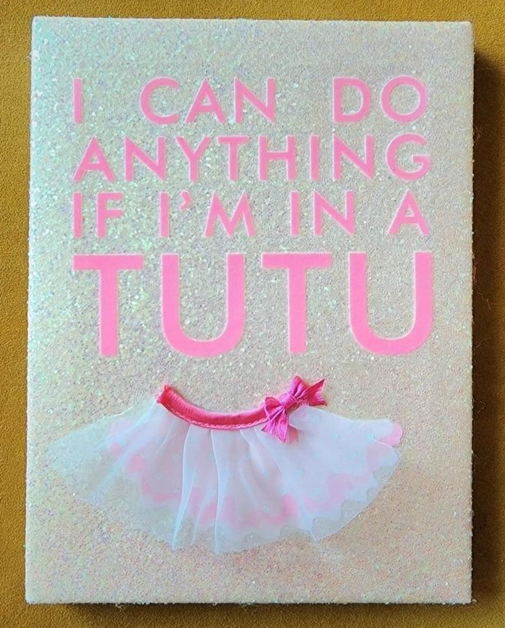 Roze Glitter Schilderijtje voor een Ballerina., Huis en Inrichting, Woonaccessoires | Wanddecoraties, Zo goed als nieuw, Ophalen of Verzenden