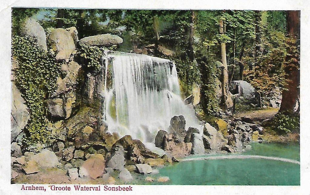 Arnhem- -Groote Waterval Sonsbeek., Ophalen of Verzenden, 1920 tot 1940, Gelopen, Gelderland