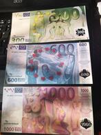 3 ERO-euro Biljetten - 300, 600, 1000 - Ongevouwen, Verzenden, Zo goed als nieuw, Www.dickeaeppel.de, Deutsche Parkbank