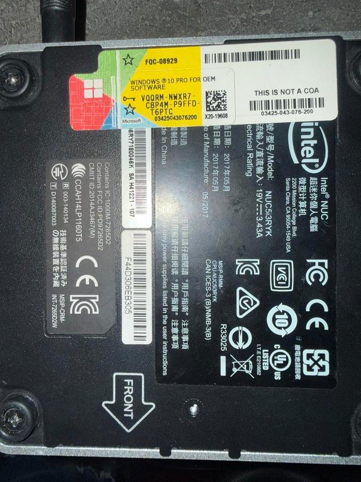 Intel NUC i3-513RYK Mini PC, Computers en Software, Desktop Pc's, Gebruikt, 2 tot 3 Ghz, SSD, 4 GB, Ophalen of Verzenden