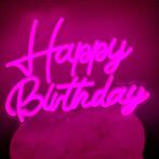 Neon verlichting LED 'Happy Birthday' roze klein, Huis en Inrichting, Lampen | Wandlampen, Ophalen of Verzenden, Nieuw