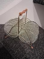 Stijlvolle vintage glazen onderzetters in metalen rekje, Antiek en Kunst, Ophalen of Verzenden