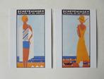 SCHEVENINGEN, The Hague - Holland Twee Art Deco design kaart, Ophalen of Verzenden, 1960 tot 1980, Ongelopen, Zuid-Holland