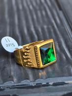 Gold Ring Green Stone, Sieraden, Tassen en Uiterlijk, Ringen, Nieuw, Ophalen of Verzenden, Dame, Goud