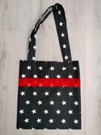 Totebag stars & lace 36 cm breed x 38 cm hoog | zwart – wit, Sieraden, Tassen en Uiterlijk, Tassen | Schoudertassen, Verzenden