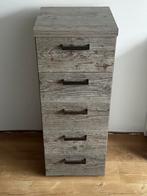 Ladekast met 4 lades - Vergrijsd eiken, Ophalen, Minder dan 50 cm, 100 tot 150 cm, Zo goed als nieuw