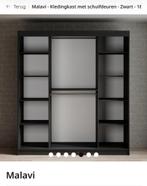Malavi schuifdeurkast inkleur zwart 180x200x62, Overige materialen, 200 cm of meer, 150 tot 200 cm, Ophalen of Verzenden