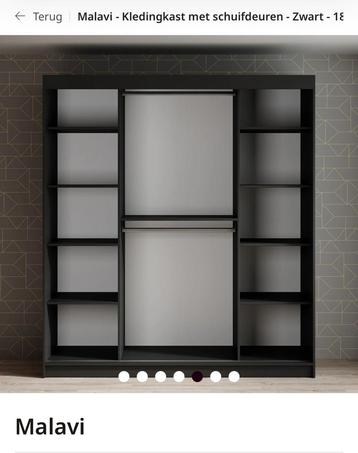 Malavi schuifdeurkast zwart 180x200x62 beschikbaar voor biedingen