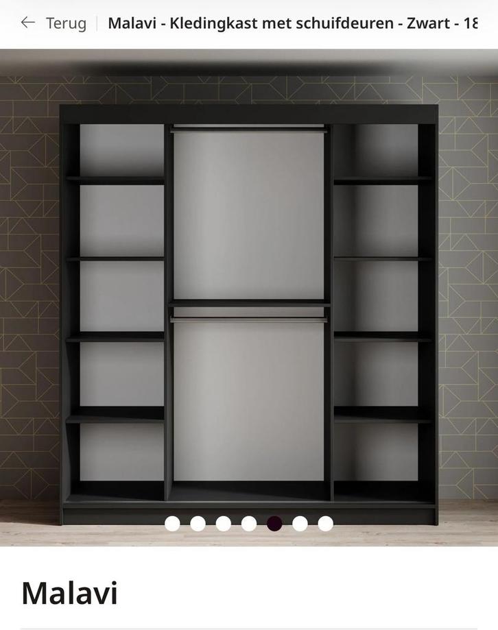 Malavi schuifdeurkast inkleur zwart 180x200x62, Huis en Inrichting, Kasten | Kledingkasten, Gebruikt, 200 cm of meer, 150 tot 200 cm