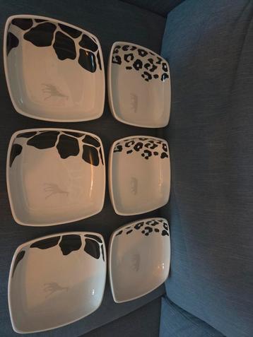 6 Diepe Borden - Zebra & Panterprint beschikbaar voor biedingen