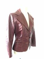 Bordeauxrood leren vintage jasje - S, Ophalen of Verzenden, Vintage, Jasje, Maat 36 (S)