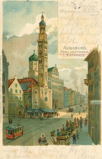 (379-013-005) Augsburg Perlachthurm und Rathhaus beschikbaar voor biedingen
