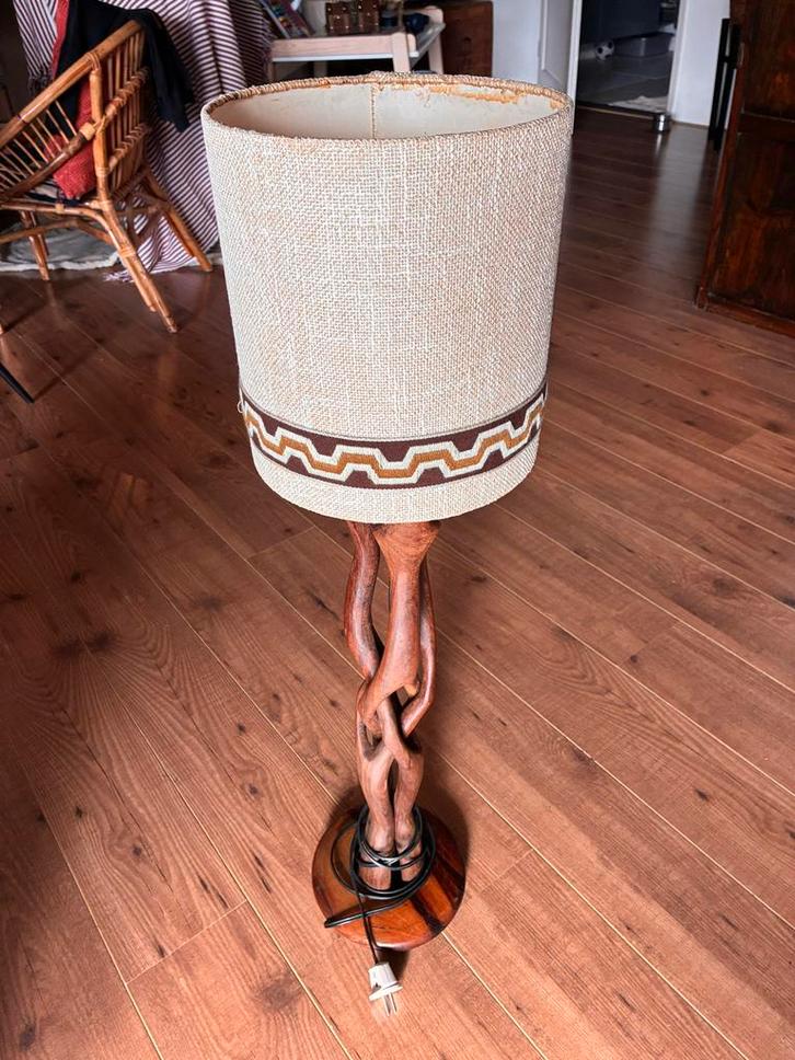 Vintage Houten Lamp met Kap, Antiek en Kunst, Antiek | Lampen, Ophalen