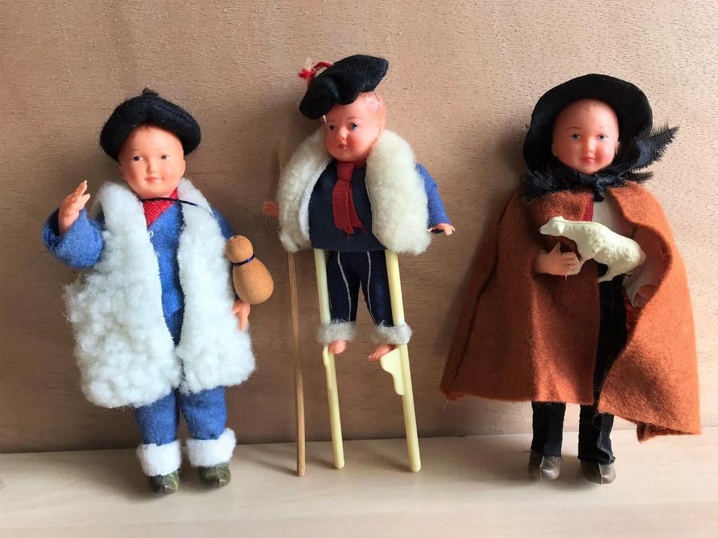 Oude Franse Sheperd Dolls Pop Basque Pyreneeën 1950, Verzamelen, Poppen, Ophalen of Verzenden, Gebruikt, Pop