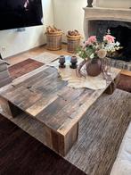 Mooie salontafel van treinwagon hout - Landelijk, Vierkant, Ophalen of Verzenden, Minder dan 50 cm, Overige houtsoorten