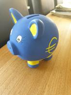 Spaarvarken met euro teken blauw geel, Ophalen of Verzenden, Zo goed als nieuw, Steen, Aardewerk of Keramiek