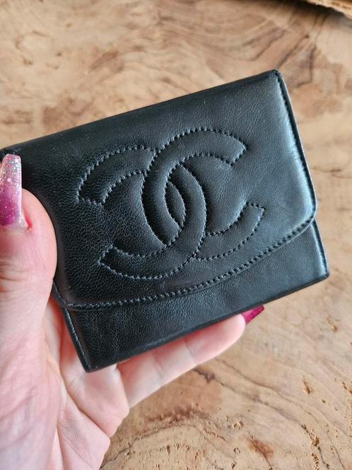 Zwarte Chanel portemonnee leer incl sticker, Sieraden, Tassen en Uiterlijk, Portemonnees, Zo goed als nieuw, Zwart, Leer, Ophalen of Verzenden