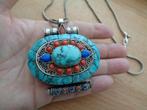 zilveren ketting zilveren met Gau amulet doos [614], Verzenden, Zo goed als nieuw, Met edelsteen, Zilver