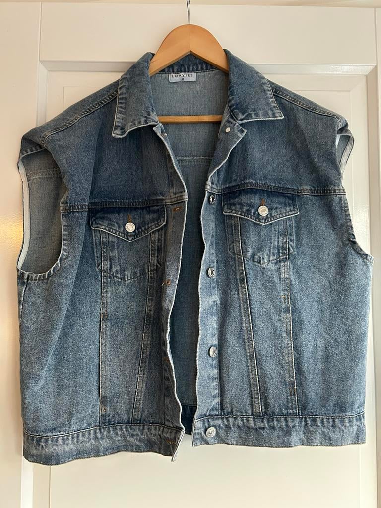 Gilet jeans XS oversized model ( kan tot maat M/L ), Ophalen of Verzenden, Zo goed als nieuw, Maat 34 (XS) of kleiner, Blauw