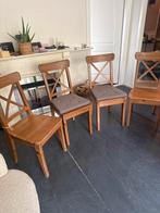 4x Ikea Leksvik Massief Houten Stoelen, Huis en Inrichting, Gebruikt, Bruin, Ophalen of Verzenden, Vier