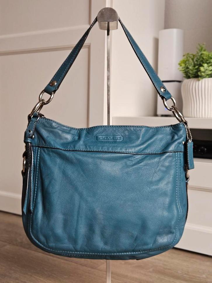 Coach Zoe hobo tas / schoudertas van leer, Sieraden, Tassen en Uiterlijk, Tassen | Damestassen, Gebruikt, Schoudertasje, Blauw