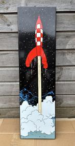 Hergé bord Kuifje 'Raket naar de Maan'., Ophalen of Verzenden, Reclamebord