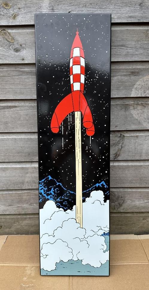 Hergé bord Kuifje 'Raket naar de Maan'., Verzamelen, Merken en Reclamevoorwerpen, Reclamebord, Ophalen of Verzenden