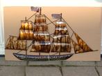 Wandplaat van metaal zeilschip driemaster, Ophalen, N.v.t., N.v.t., Nieuw
