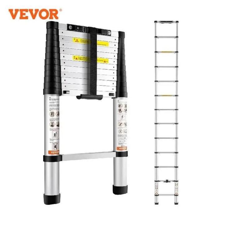 Telescopische Ladder - Met 1 knop inklapbaar, Doe-het-zelf en Verbouw, Ladders en Trappen, Nieuw, Ladder, Ophalen of Verzenden