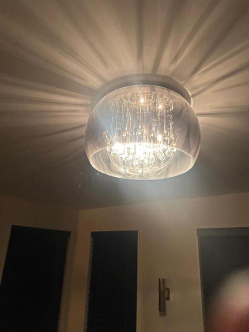 Lucide Pearl Plafondlamp Chroom 40cm, Huis en Inrichting, Lampen | Plafondlampen, Zo goed als nieuw, Glas, Ophalen