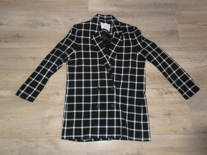 Yaya Women Zwart/Witte Geruite Lange Blazer Jas Maat 38, Kleding | Dames, Jasjes, Kostuums en Pakken, Nieuw, Jasje, Maat 38/40 (M)