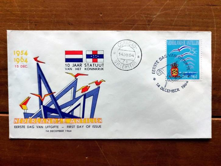 FDC Ned. Antillen 1964 10 jaar Statuut van het Koninkrijk, Postzegels en Munten, Postzegels | Eerstedagenveloppen, Onbeschreven