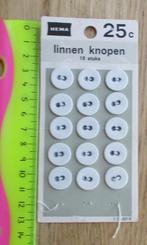 Vintage linnen knopen Hema ƒ 0,25 15 stuks van de 18, Hobby en Vrije tijd, Naaien en Fournituren, Ophalen of Verzenden, Knoop of Knopen