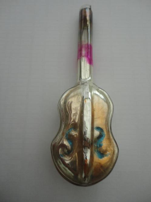 Oude glazen Ajeko kerstbal viool / gitaar, Diversen, Kerst, Gebruikt, Ophalen of Verzenden