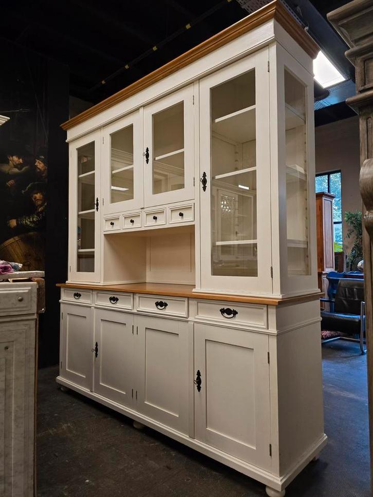 Landelijke keukenkast | servieskast | buffetkast wit& grenen, Huis en Inrichting, Kasten | Buffetkasten, Gebruikt, 200 cm of meer