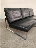 Vintage Kho Liang Ie lattenbank met leren kussens, Ophalen, Gebruikt, 150 tot 200 cm, Driepersoons