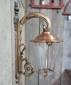 Grote Art Nouveau antieke bronze buitenlamp wandlamp, Huis en Inrichting, Lampen | Wandlampen, Verzenden, Zo goed als nieuw, Glas
