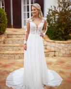 Trouwjurk met lange mouwen maat 34, Kleding | Dames, Ophalen of Verzenden, Zo goed als nieuw, Wit, Trouwjurk