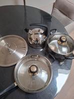 Pannenset te koop!, Ophalen of Verzenden, Zo goed als nieuw, Rvs, Pannenset