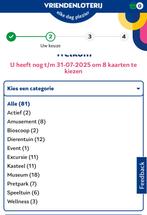 8 kaartjes voor uitstapjes vriendenloterij, Tickets en Kaartjes, Drie personen of meer, Ticket of Toegangskaart
