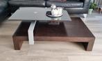 Houten salontafel (65x110) met glasplaat (60x90), Ophalen, Glas, 100 tot 150 cm, 50 tot 100 cm