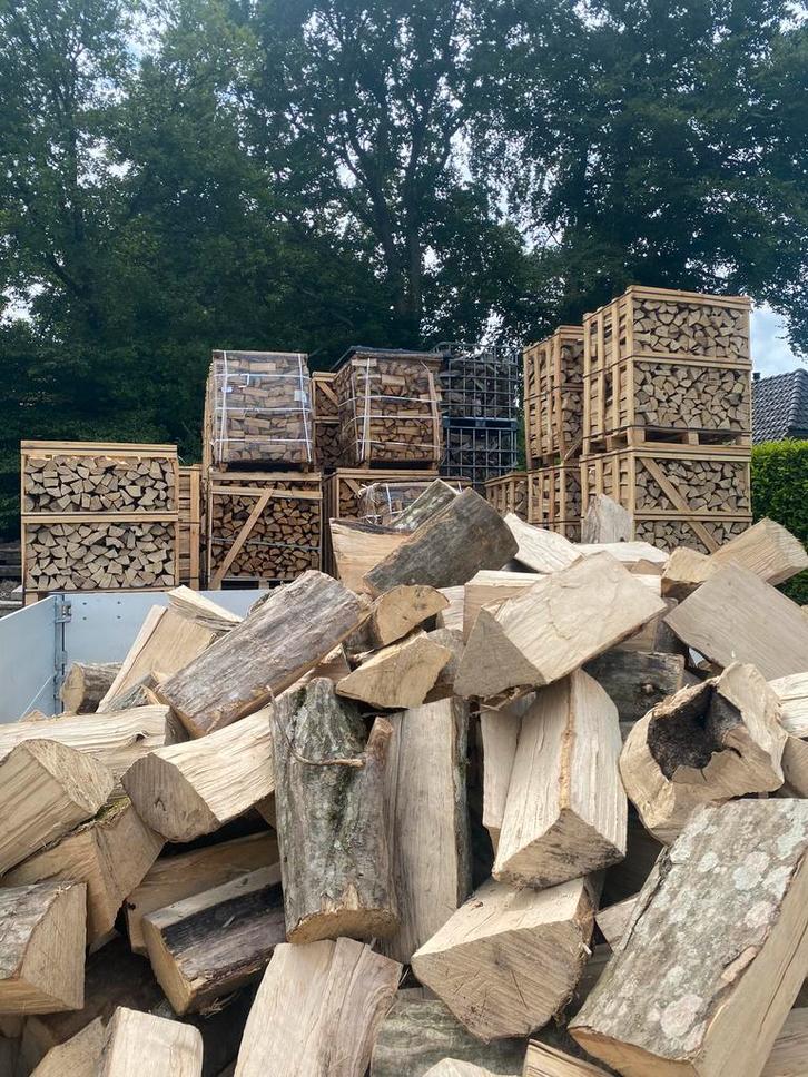 Beuken haardhout-kachelhout-brandhout bijna droog!, Tuin en Terras, Haardhout, Blokken, Beukenhout, 6 m³ of meer, Ophalen of Verzenden