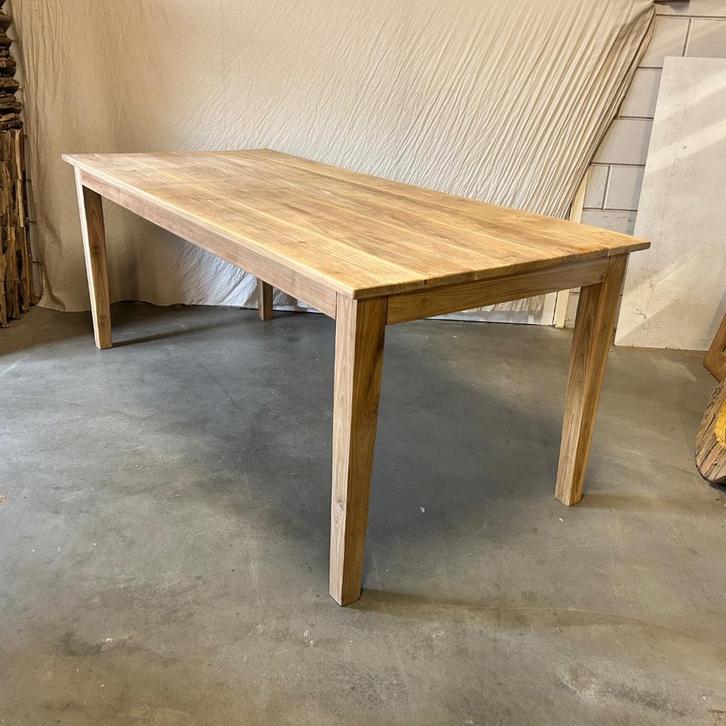 Eettafel - 200 x 90 cm - massief teakhout - Bij TTM Wonen, Huis en Inrichting, Tafels | Eettafels, Nieuw, 50 tot 100 cm, 200 cm of meer