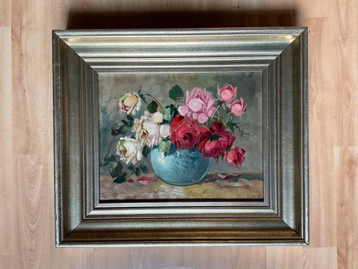 Schilderij rozen in acryl door Verberg, Antiek en Kunst, Kunst | Schilderijen | Klassiek, Ophalen