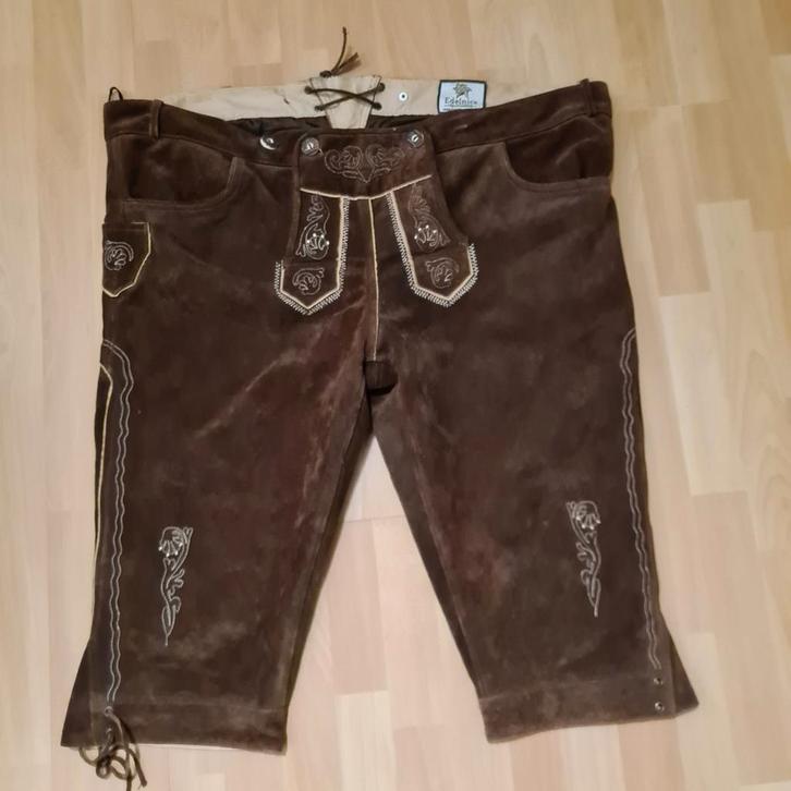 Edelnice Bruine Lederhosen Heren Plus Size 68/8XL, Kleding | Heren, Carnavalskleding en Feestkleding, Zo goed als nieuw, Ophalen of Verzenden