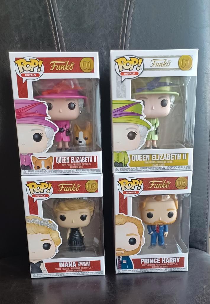 Funko pop royal family Queen Elizabeth Diana prince Harry, Verzamelen, Poppetjes en Figuurtjes, Zo goed als nieuw, Ophalen