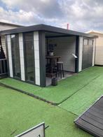 ACTIE!! Demo metalen tuinhuis met luifel 582x238cm, Tuin en Terras, Tuinhuizen, Ophalen, 200 tot 400 cm, Tuinhuis, Zo goed als nieuw